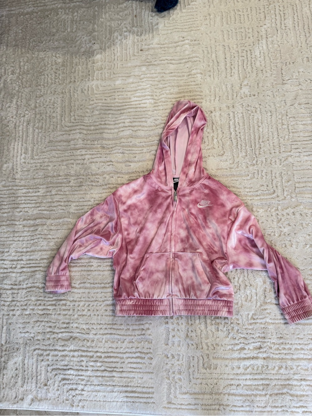 Nike Kids Pink Tie-Dye Zip Hoodie Jacket